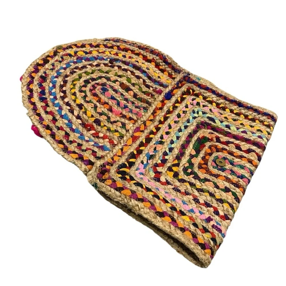 Lulus Valinda Beige Multi Striped Woven Oversized Clutch
